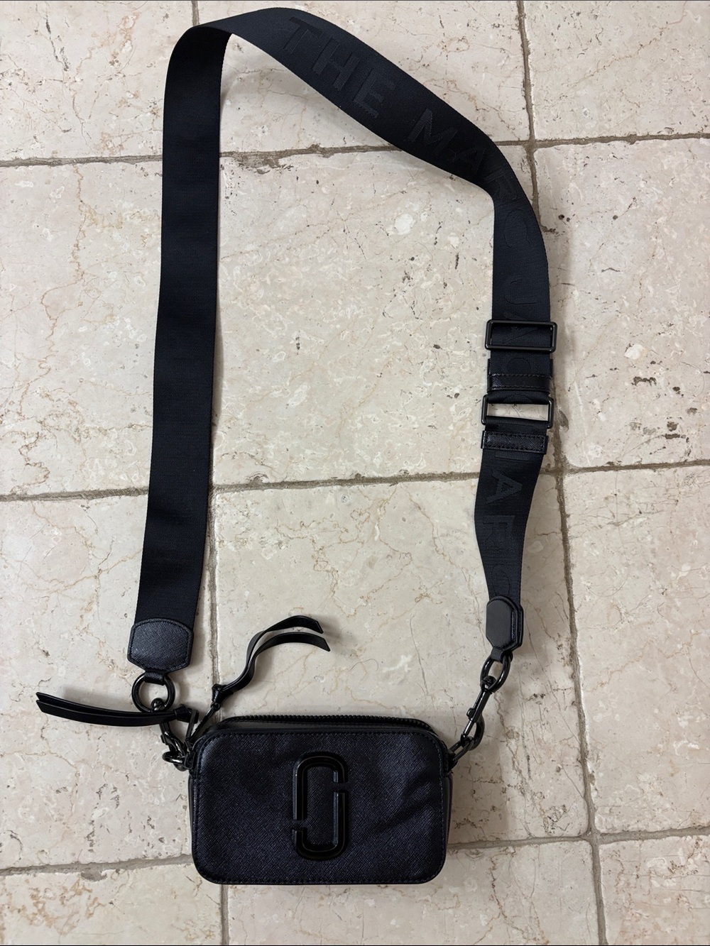Marc Jacobs Black Camera Crossbody with Wide Logo Strap